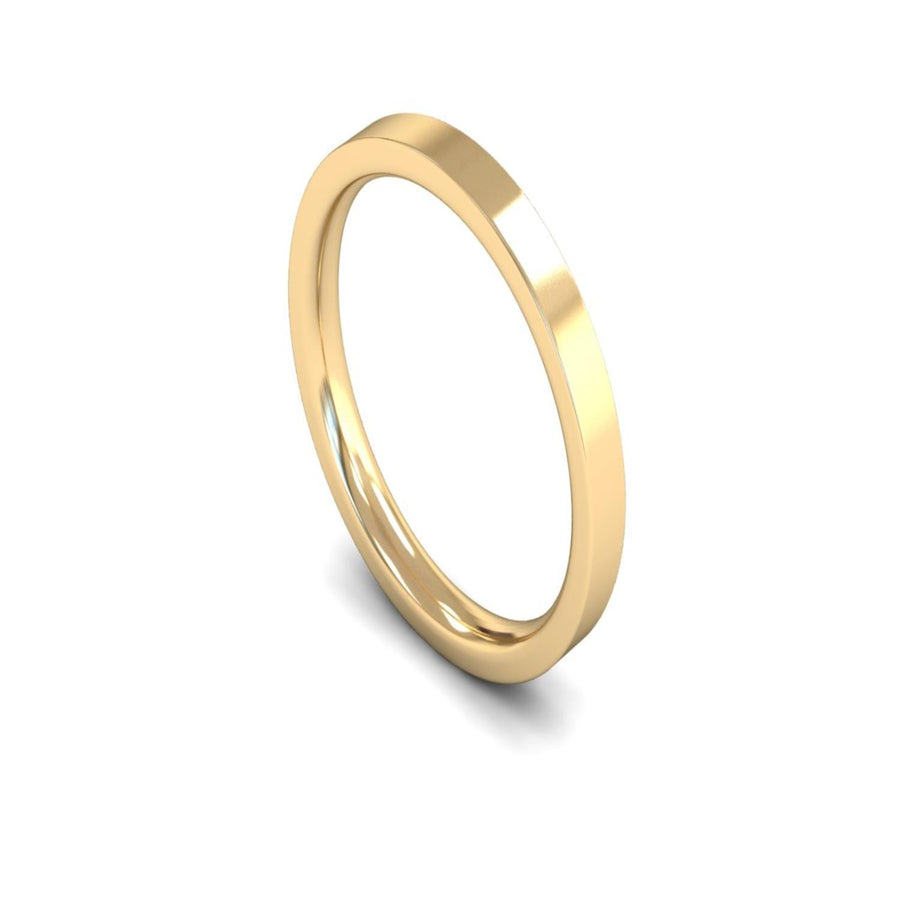 18ct Yellow Gold Edged Flat Court Wedding Ring 2.5mm - Medium Weight