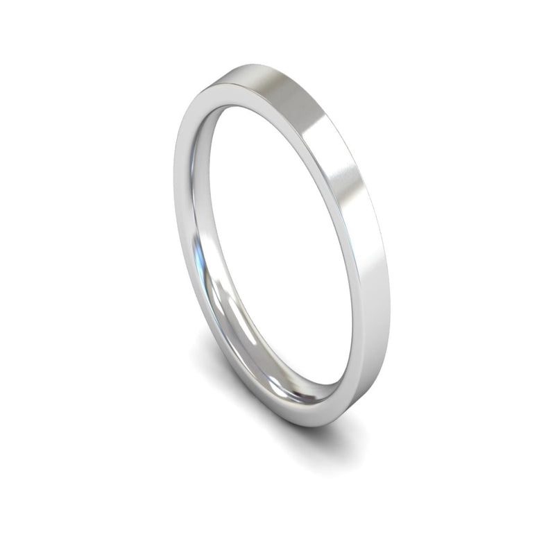 Platinum Edged Flat Court Wedding Ring 3mm - Medium Weight