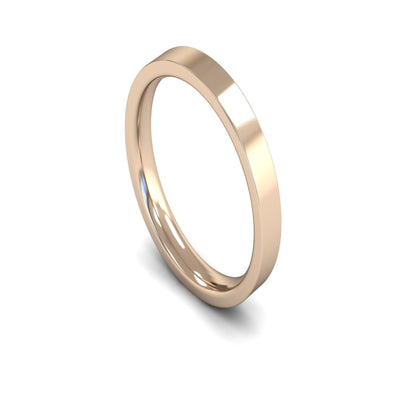 9ct Rose Gold Edged Flat Court Wedding Ring 3mm - Medium Weight