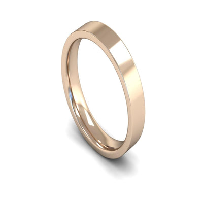 18ct Rose Gold Edged Flat Court Wedding Ring 4mm - Medium Weight