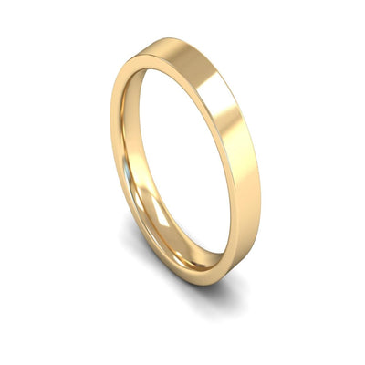 9ct Yellow Gold Edged Flat Court Wedding Ring 4mm - Medium Weight