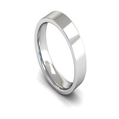 9ct White Gold Edged Flat Court Wedding Ring 5mm - Medium Weight