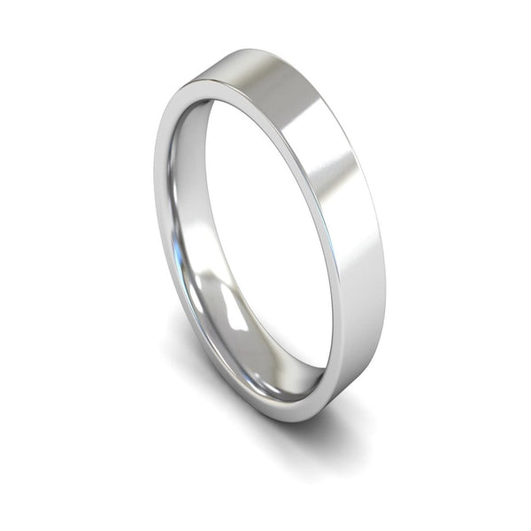 9ct White Gold Edged Flat Court Wedding Ring 5mm - Medium Weight