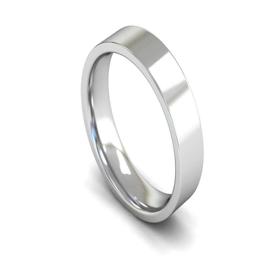 14ct White Gold Edged Flat Court Wedding Ring 5mm - Medium Weight