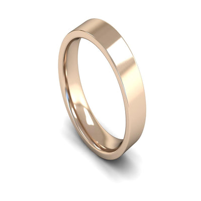 9ct Rose Gold Edged Flat Court Wedding Ring 5mm - Medium Weight