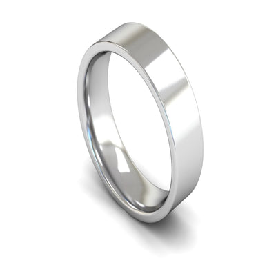 9ct White Gold Edged Flat Court Wedding Ring 6mm - Medium Weight