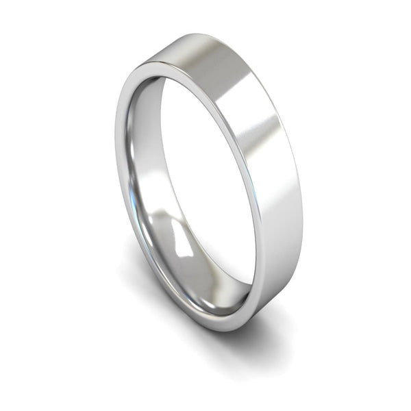 9ct White Gold Edged Flat Court Wedding Ring 6mm - Medium Weight