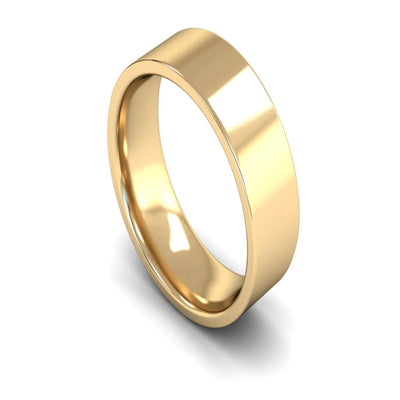 18ct Yellow Gold Edged Flat Court Wedding Ring 7mm - Medium Weight