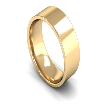 18ct Yellow Gold Edged Flat Court Wedding Ring 10mm - Medium Weight
