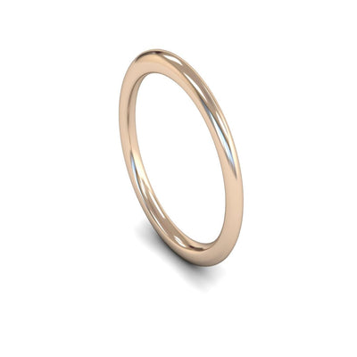 9ct Rose Gold Edged Court Wedding Ring 2mm - Heavy Weight