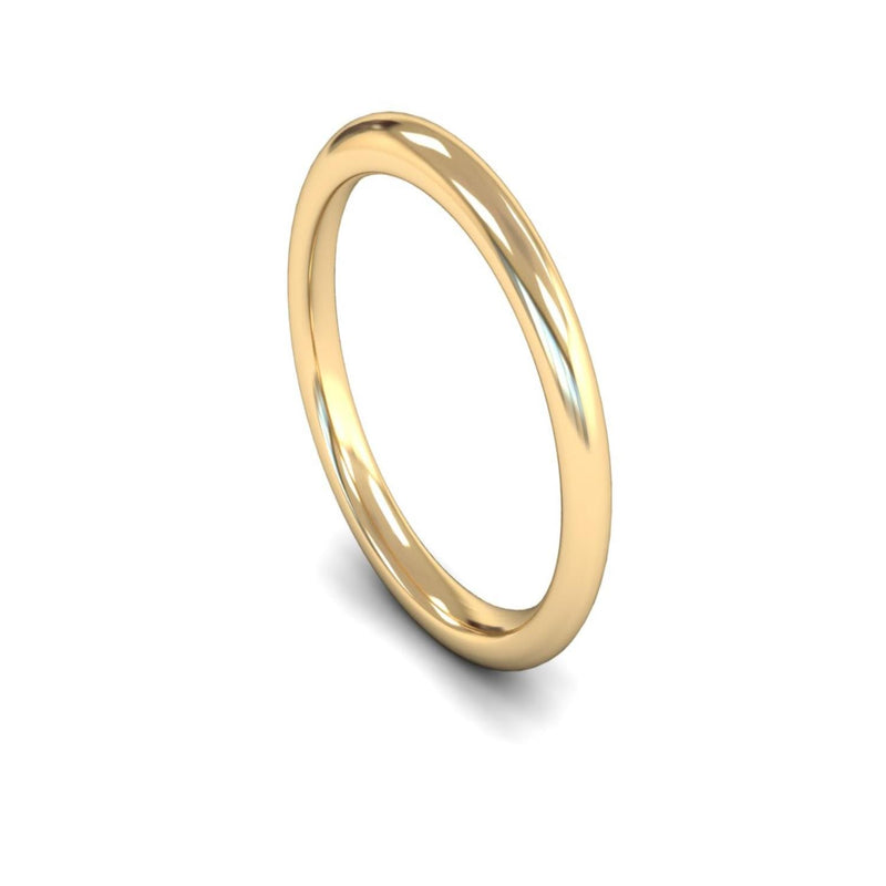9ct Yellow Gold Edged Court Wedding Ring 2.5mm - Heavy Weight