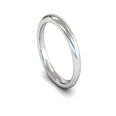 18ct White Gold Edged Court Wedding Ring 3mm - Heavy Weight
