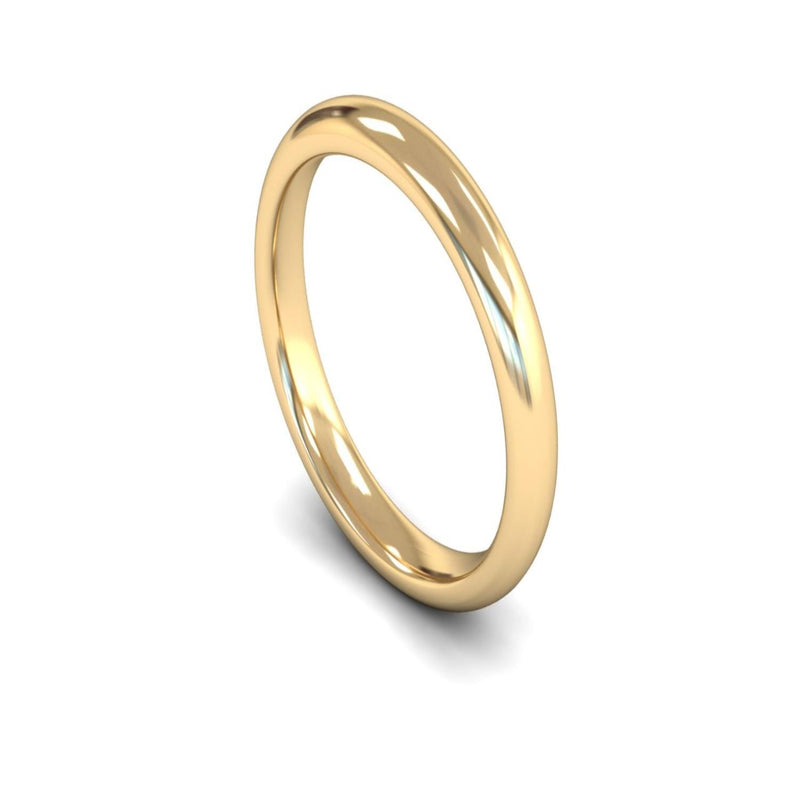 9ct Yellow Gold Edged Court Wedding Ring 3mm - Heavy Weight