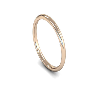 14ct Rose Gold Edged Court Wedding Ring 2mm - Light Weight