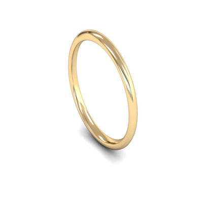 9ct Yellow Gold Edged Court Wedding Ring 2mm - Light Weight