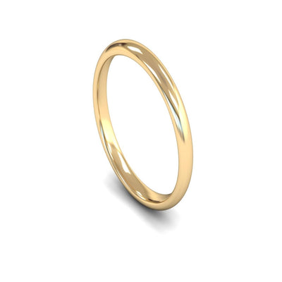 9ct Yellow Gold Edged Court Wedding Ring 2.5mm - Light Weight