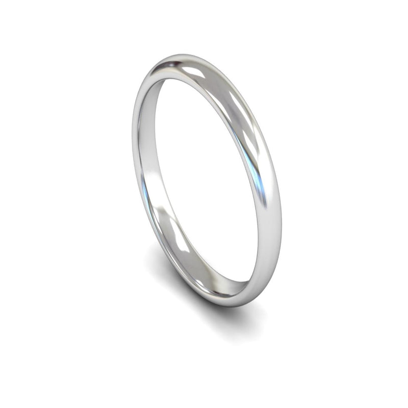 Platinum Edged Court Wedding Ring 3mm - Light Weight