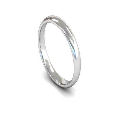 14ct White Gold Edged Court Wedding Ring 3mm - Light Weight