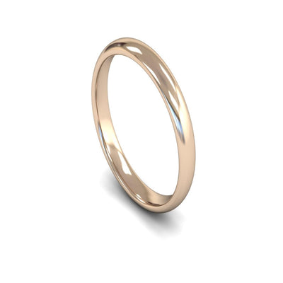 18ct Rose Gold Edged Court Wedding Ring 3mm - Light Weight