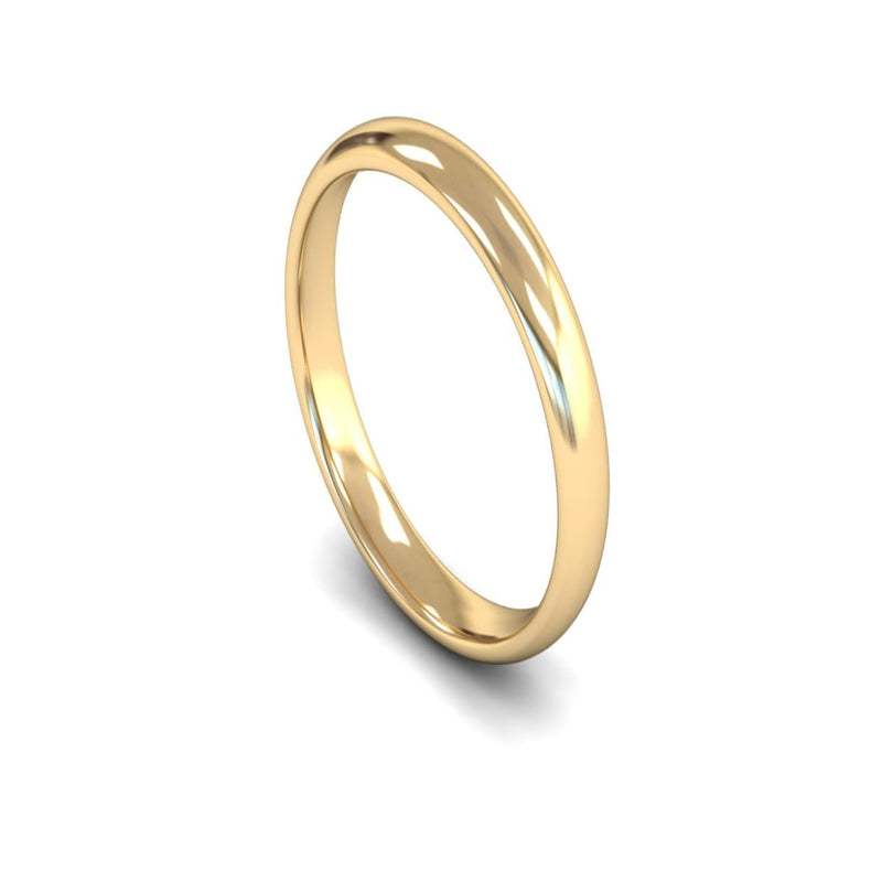 14ct Yellow Gold Edged Court Wedding Ring 3mm - Light Weight