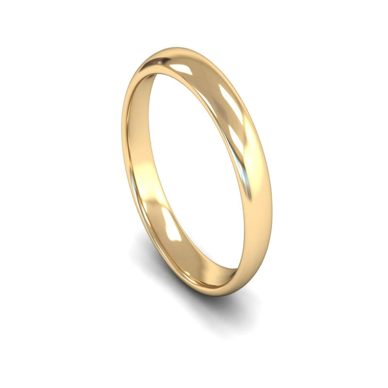 14ct Yellow Gold Edged Court Wedding Ring 4mm - Light Weight