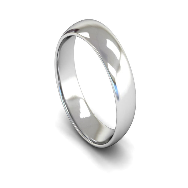 9ct White Gold Edged Court Wedding Ring 6mm - Light Weight