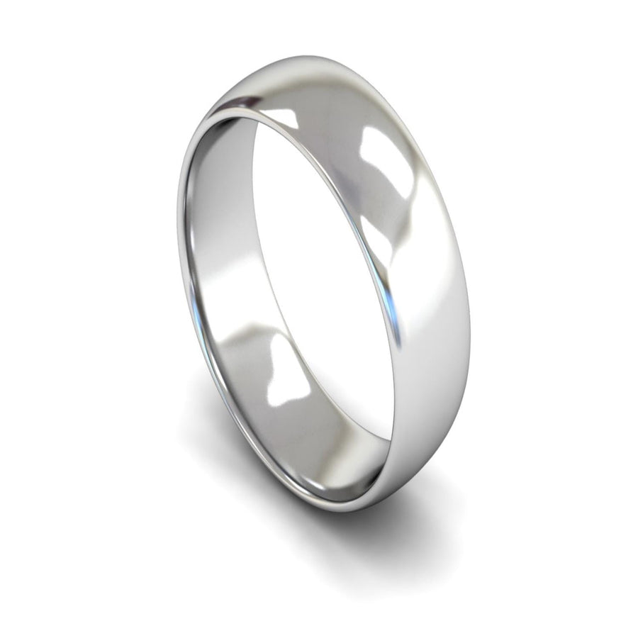9ct White Gold Edged Court Wedding Ring 7mm - Light Weight