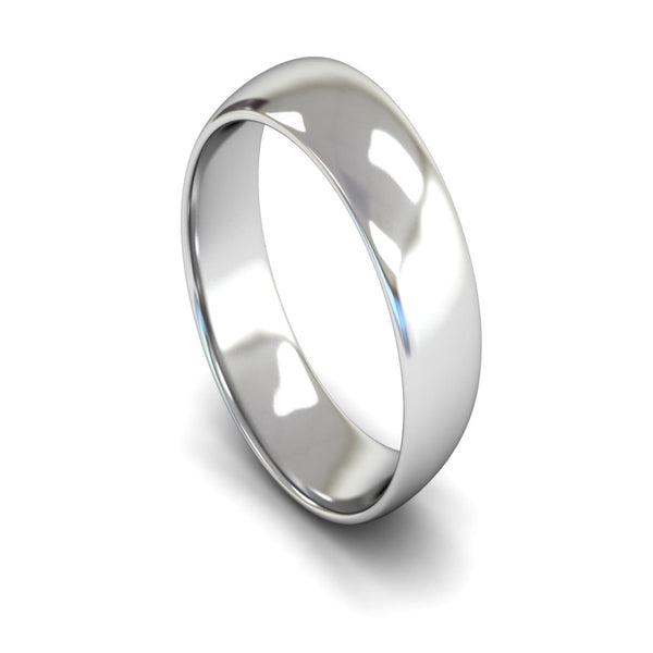 18ct White Gold Edged Court Wedding Ring 7mm - Light Weight