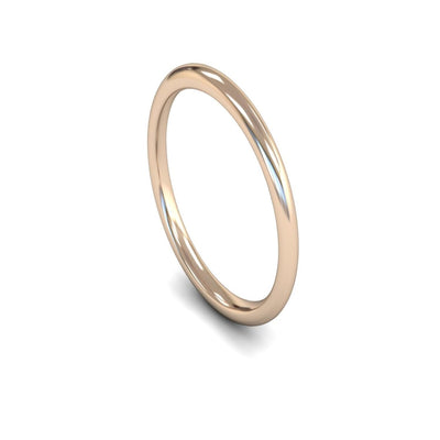 14ct Rose Gold Edged Court Wedding Ring 2mm - Medium Weight