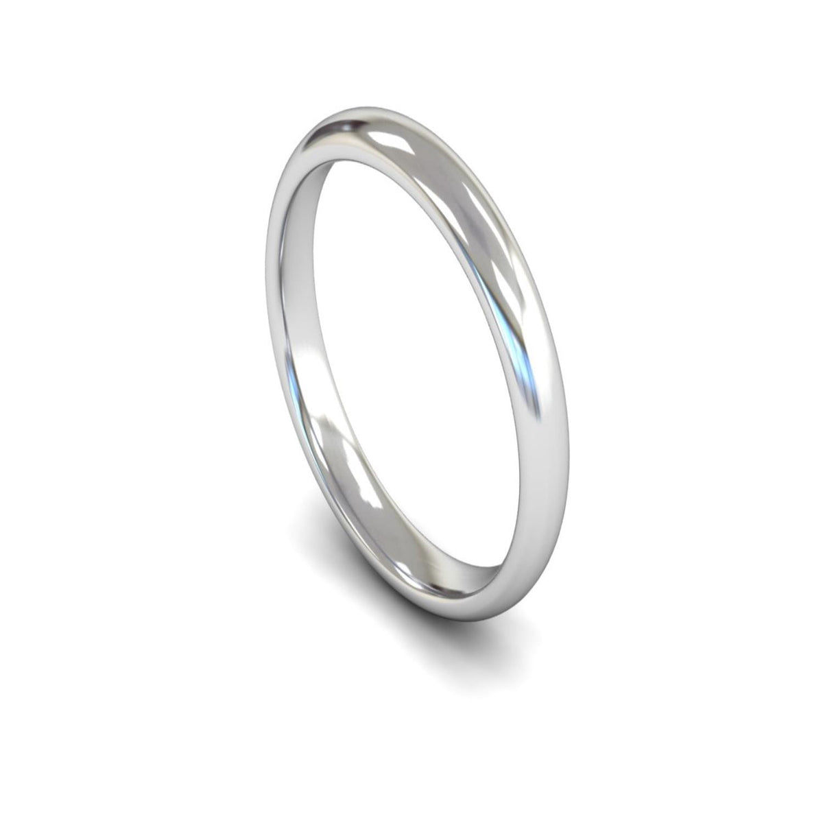 9ct White Gold Edged Court Wedding Ring 3mm - Medium Weight