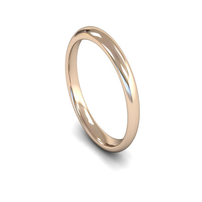 14ct Rose Gold Edged Court Wedding Ring 3mm - Medium Weight