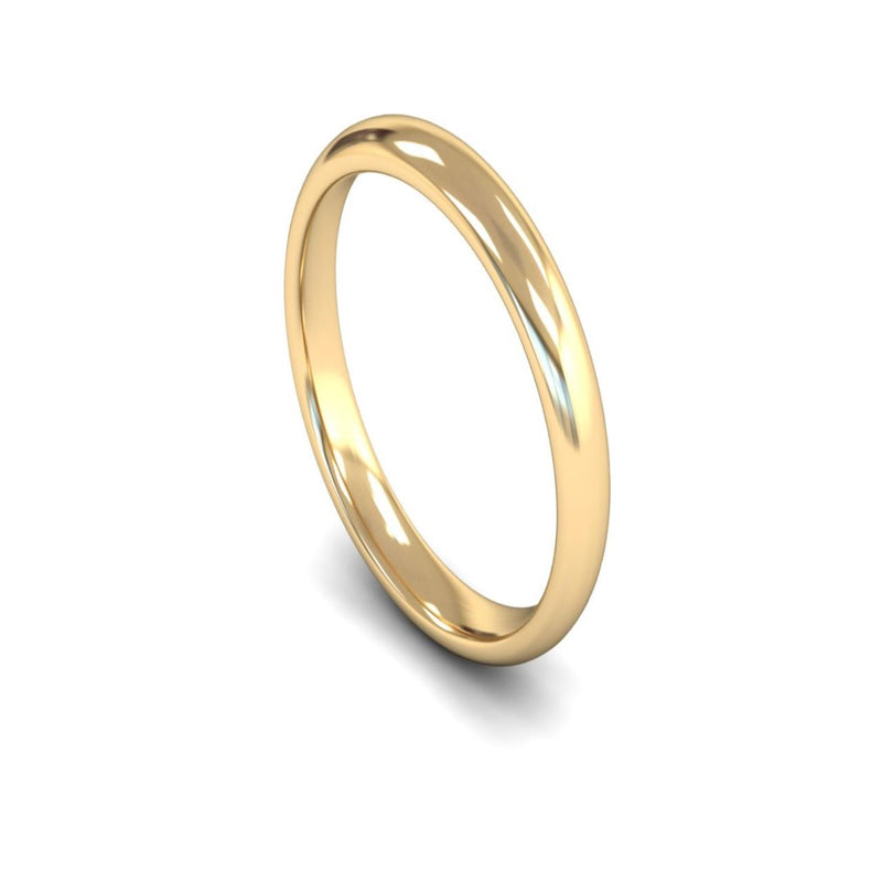 18ct Yellow Gold Edged Court Wedding Ring 3mm - Medium Weight