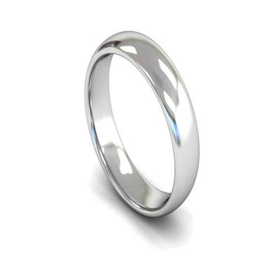 18ct White Gold Edged Court Wedding Ring 5mm - Medium Weight
