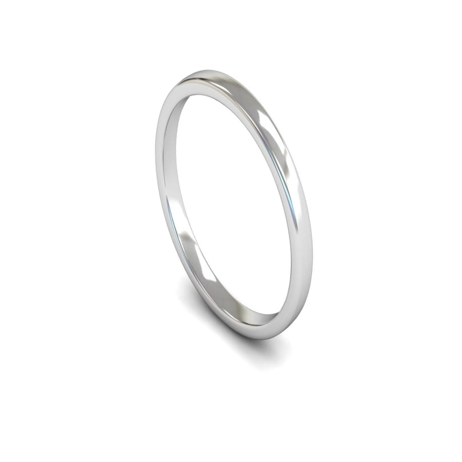 14ct White Gold Engagement Match Wedding Ring 2mm - Light Weight