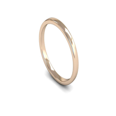 9ct Rose Gold Engagement Match Wedding Ring 2mm - Light Weight