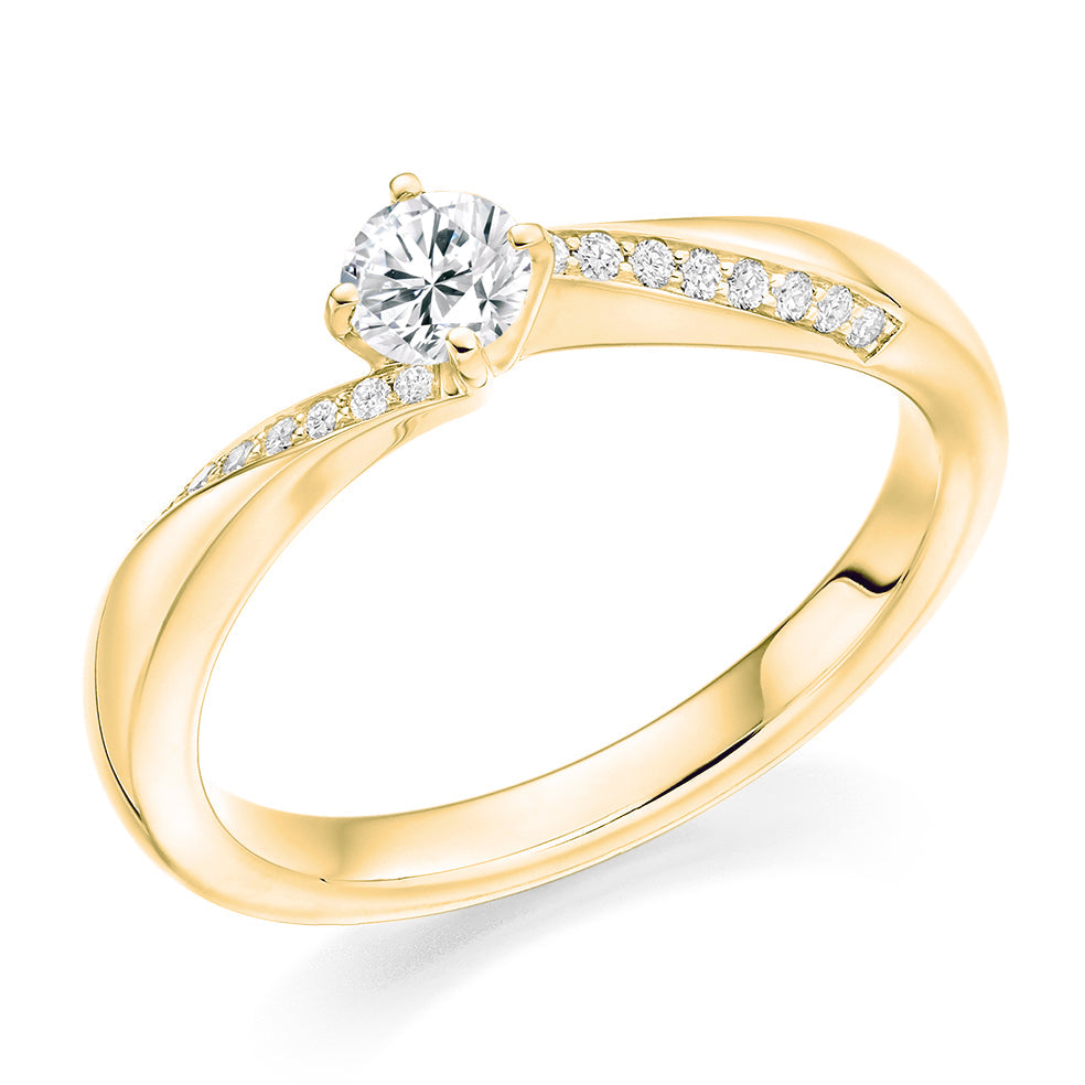 Grain-Set Solitaire Round Brilliant Engagement Ring 0.35ct in Yellow Gold