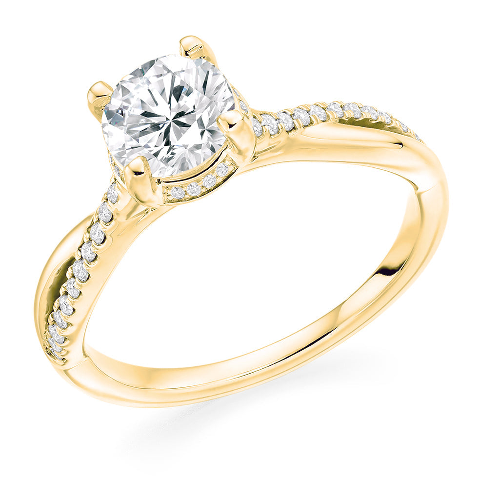 Solitaire with Split Shoulders Round Brilliant Engagement Ring 1.15ct in Yellow Gold