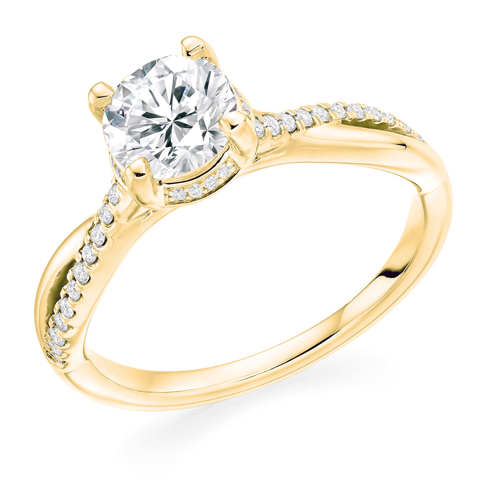Solitaire with Split Shoulders Round Brilliant Engagement Ring 1.15ct in Yellow Gold