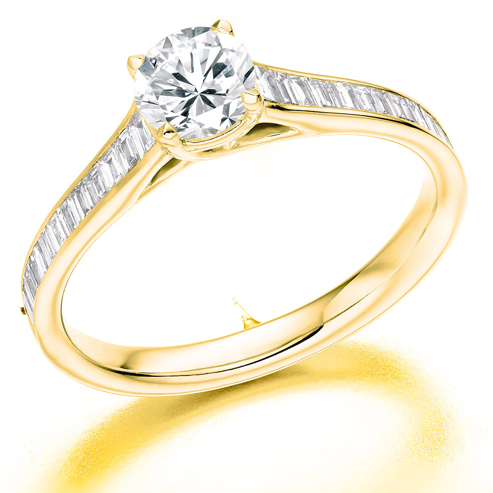 Channel-Set Solitaire Round Brilliant Engagement Ring, 0.33ct in Yellow Gold
