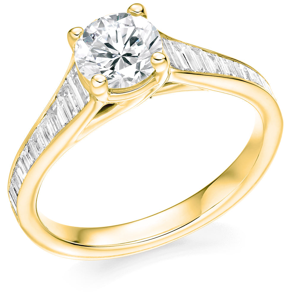 Channel-Set Solitaire Round Brilliant Engagement Ring 1.6ct in Yellow Gold