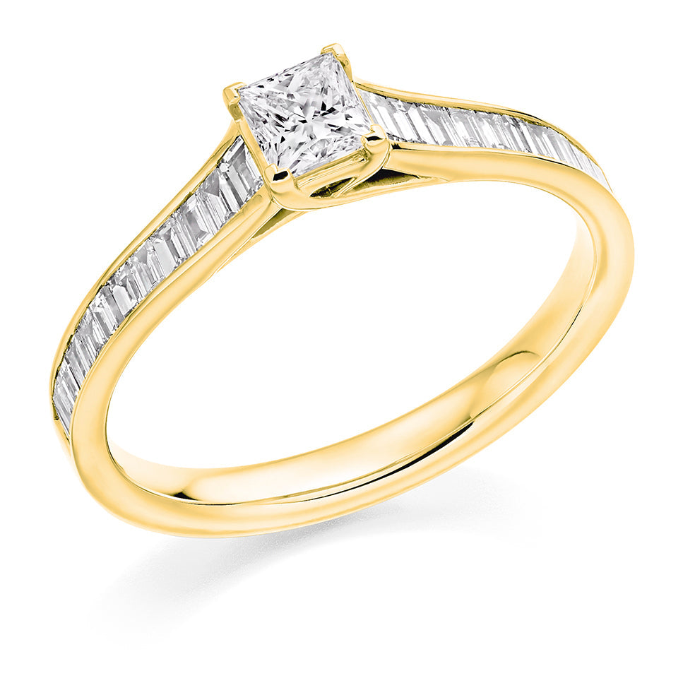 Channel-Set Solitaire Princess Cut Engagement Ring in Yellow Gold