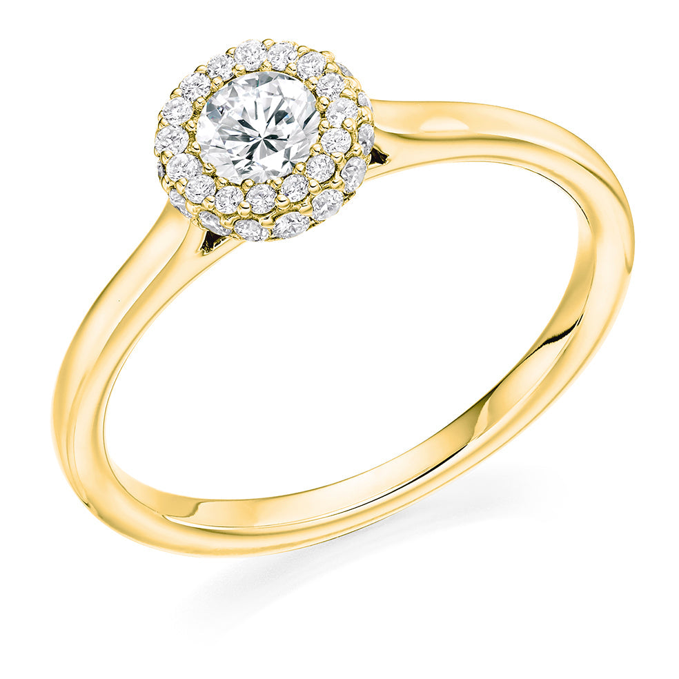 Halo Solitaire Round Brilliant Engagement Ring in Yellow Gold