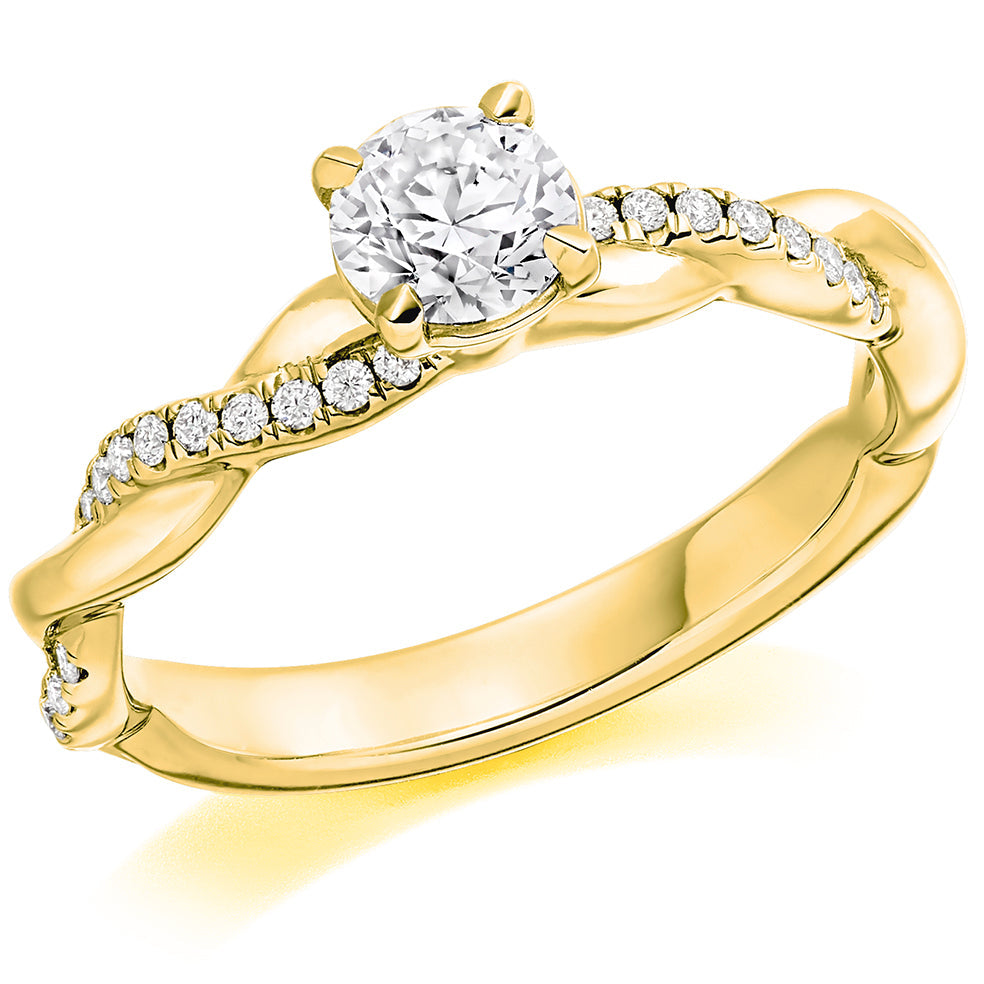 Split-Shoulder Solitaire Round Brilliant Engagement Ring, 0.5ct in Yellow Gold