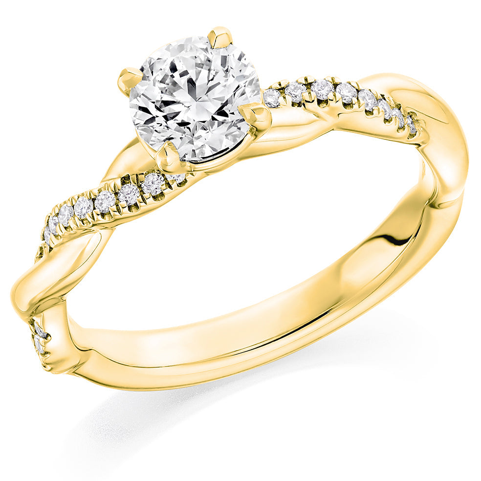 Curved-Shoulder Solitaire Round Brilliant Engagement Ring, 1.0ct in Yellow Gold