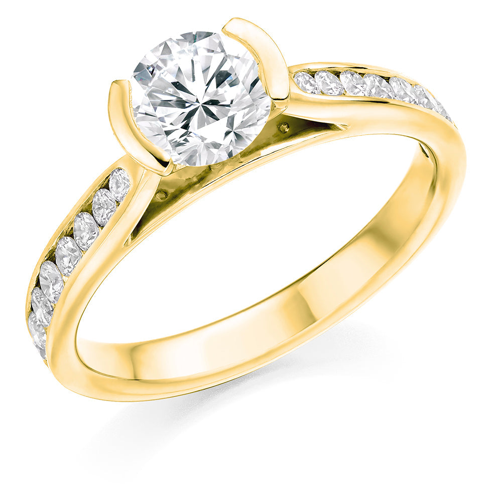 Grain-Set Solitaire Round Brilliant Engagement Ring, 0.9ct in Yellow Gold
