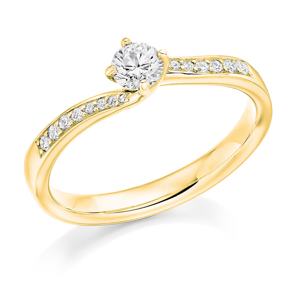 Grain-Set Solitaire Round Brilliant Engagement Ring 0.4ct in Yellow Gold