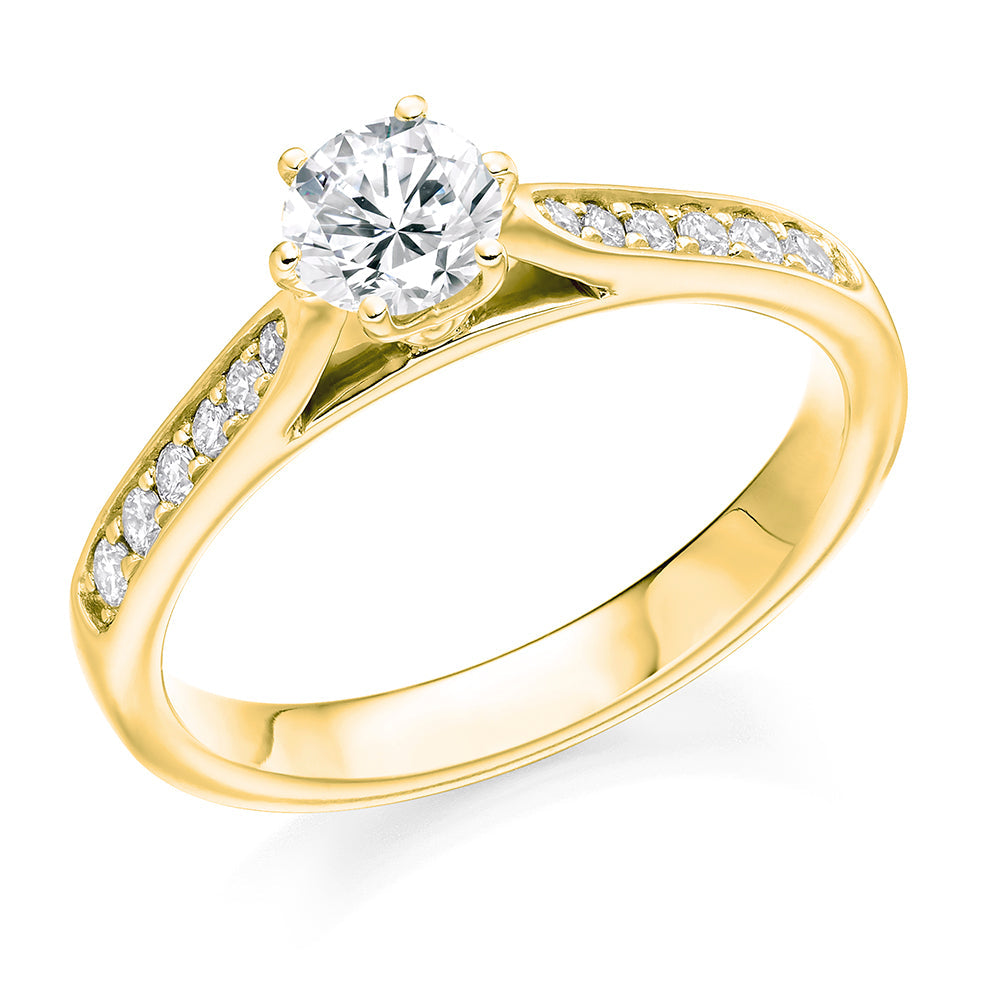 Grain-Set Solitaire Round Brilliant Engagement Ring 0.71ct in Yellow Gold