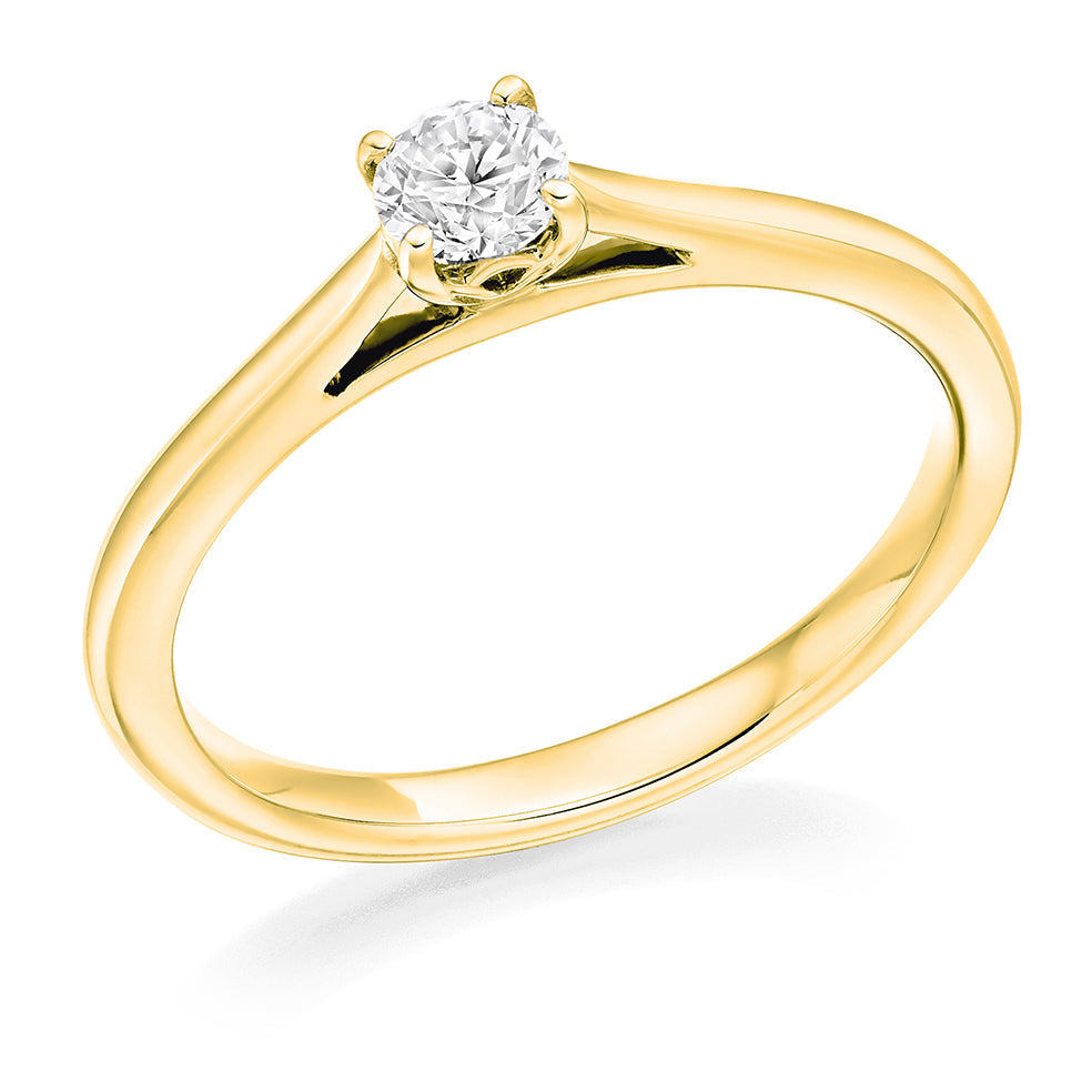 Solitaire Round Brilliant Engagement Ring 0.25ct in Yellow Gold