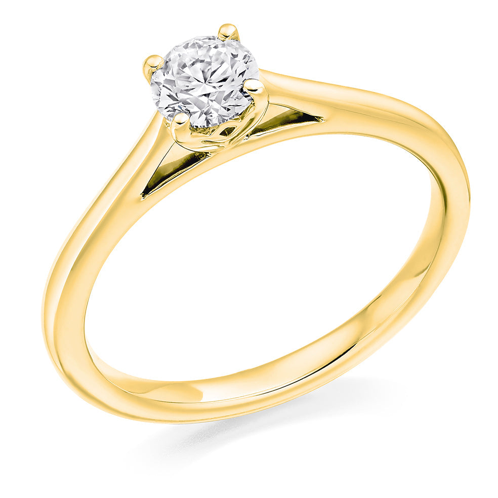 Plain-Band Solitaire Round Brilliant Engagement Ring 0.4ct total in Yellow Gold