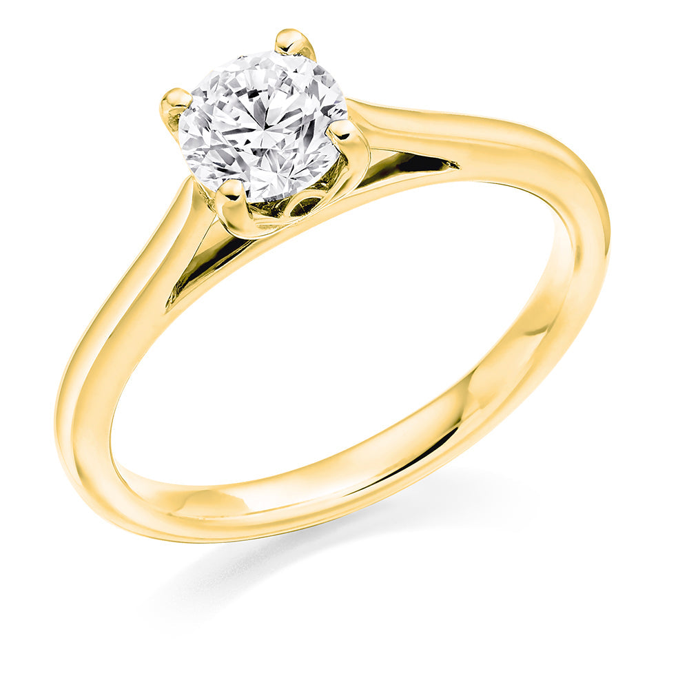 Classic Solitaire Round Brilliant Engagement Ring 0.75ct in Yellow Gold
